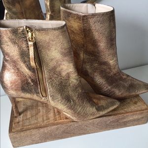 Zara Gold Metallic Ankle Boots